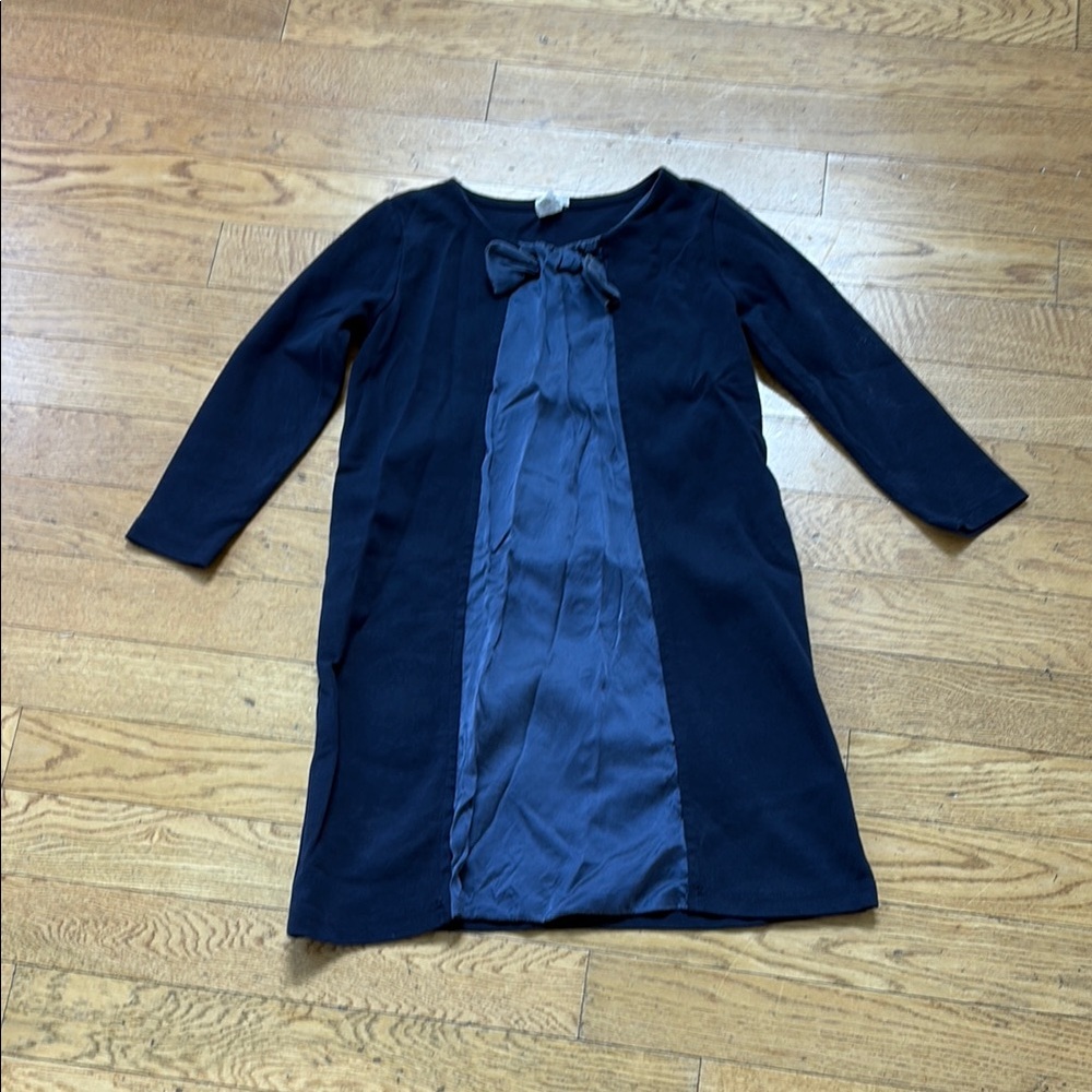 Navy Dress with Satin Bow Detail